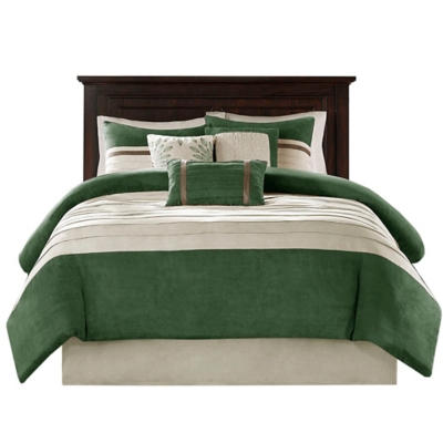 Palmer Queen 7 Piece Comforter Set, Green, rollover