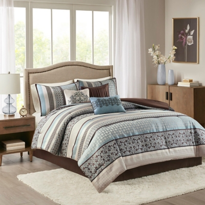 Princeton Queen 7 Piece Comforter Set, Blue, large