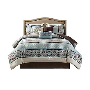 Princeton Queen 7 Piece Comforter Set, Blue, large