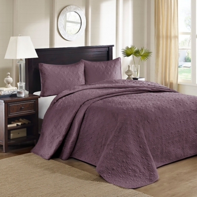 Quebec King Reversible Bedspread Set, Purple, large