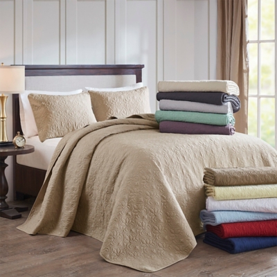 Quebec King Reversible Bedspread Set, Blue, rollover