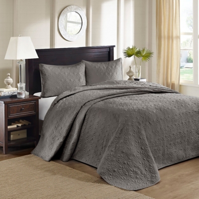 Quebec Queen Reversible Bedspread Set, Dark Gray, large