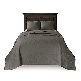Quebec Queen Reversible Bedspread Set, Dark Gray, large