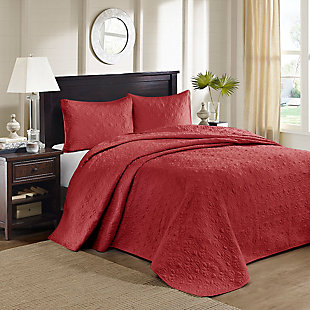 Quebec Queen Reversible Bedspread Set, Red, rollover