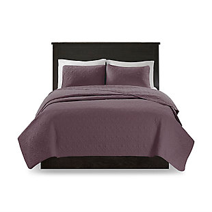 Quebec King/California King Reversible Quilt Set, Purple, large