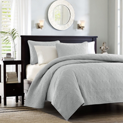Quebec King/California King Reversible Quilt Set, Gray, rollover