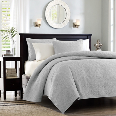 Quebec King/California King Reversible Quilt Set, Gray, large