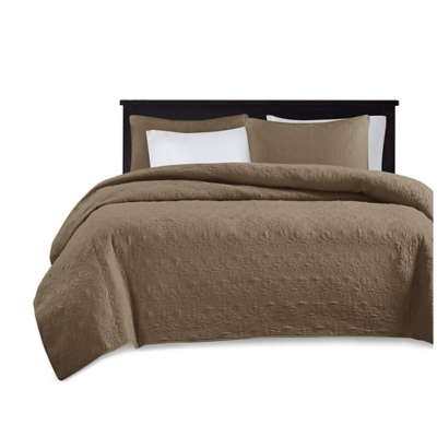 Quebec Full/Queen Reversible Quilt Set, Mocha, rollover
