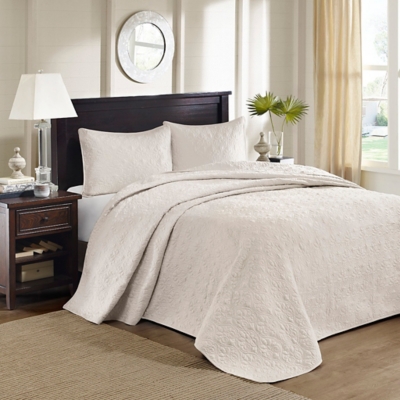Quebec Queen Reversible Bedspread Set, Cream, large