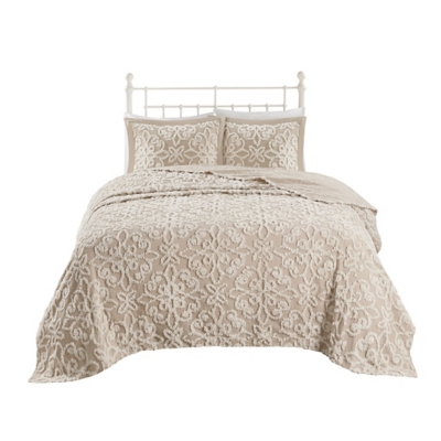 Sabrina Full/Queen 3 piece Tufted  bedspread  set, Taupe, rollover