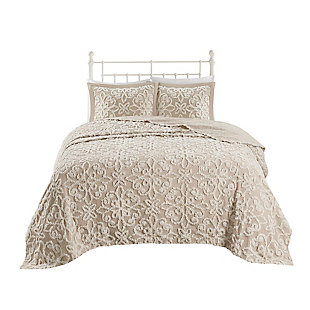 Sabrina Full/Queen 3 piece Tufted  bedspread  set, Taupe, large