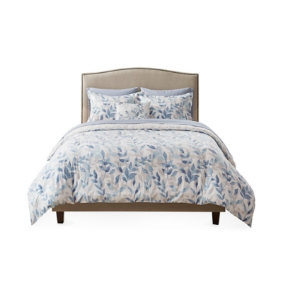 Sofia Queen Reversible 8 Piece Comforter Set with Bed Sheets, Blue, rollover