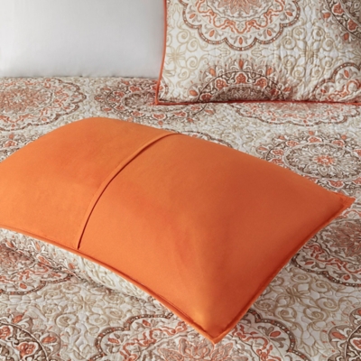 Tangiers / 6 Piece Reversible Quilt Set with Throw Pillows, Orange, large