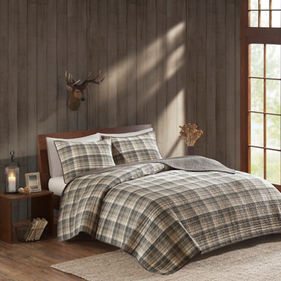 Tasha Full/Queen 100% Oversized Quilt Mini Set, Tan, large