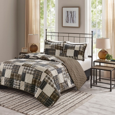 Timber Full/Queen 3 Piece Reversible Printed Quilt Set