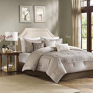 Trinity California King 7 Piece Comforter Set, Taupe, rollover