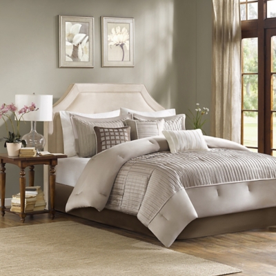 Trinity Queen 7 Piece Comforter Set, Taupe, rollover