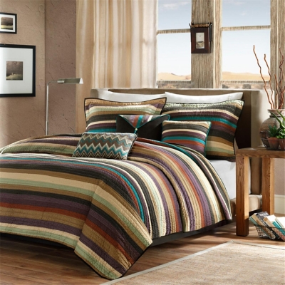 Yosemite Full/Queen Reversible Quilt Set with Throw Pillows, Multi, large