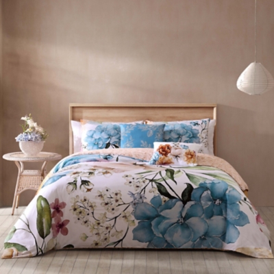 Bebejan Maia 100% Cotton 5-Piece Reversible Comforter Set, Blue, large