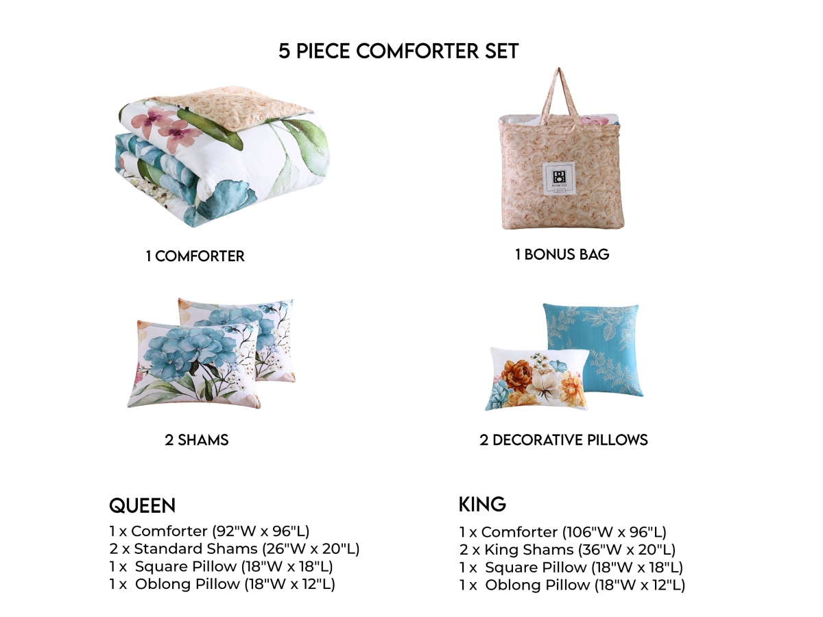Bebejan Maia 100% Cotton 5-Piece Reversible Comforter Set