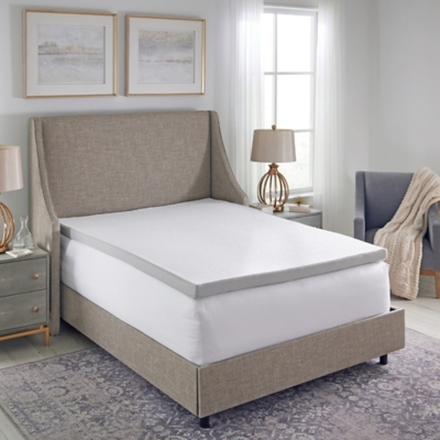 Bodipedic Essentials 2-Inch Cooling Gel Memory Foam Mattress Topper with Cover, White, rollover