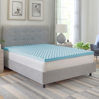 Bodipedic Essentials 2.5-Inch Gel-Infused Convoluted Memory Foam Mattress Topper, Blue, rollover