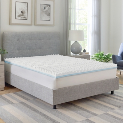 Bodipedic Essentials 3-Inch Reversible Dual Sided Memory Foam Mattress Topper, White, rollover