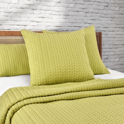 J.Queen New York Cayman Euro Quilted Sham, Chartreuse, rollover