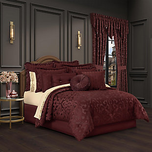 J. Queen New York La Boheme King 4 Piece Comforter Set, Maroon, rollover