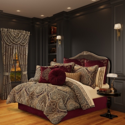 Five Queens Court Bordeaux King 4 Piece Comforter Set, Crimson, large