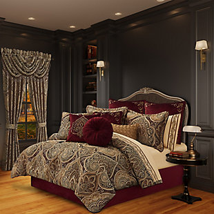 Five Queens Court Bordeaux King 4 Piece Comforter Set, Crimson, rollover