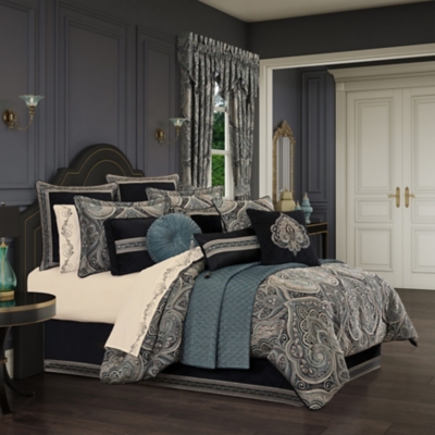 J. Queen New York Vincenzo King 4 Piece Comforter Set, Glacier, large