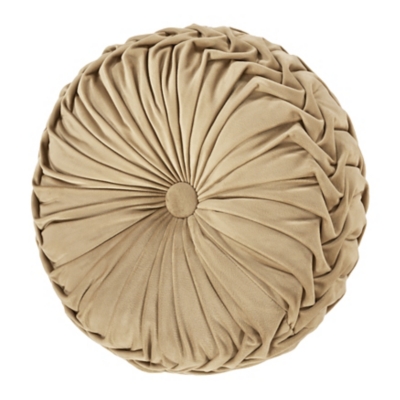 J.Queen New York Townsend Tufted Round Decorative Throw Pillow, Gold, large
