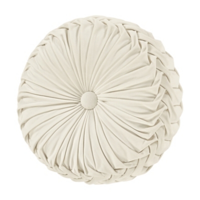 J.Queen New York Townsend Tufted Round Decorative Throw Pillow, Ivory, large