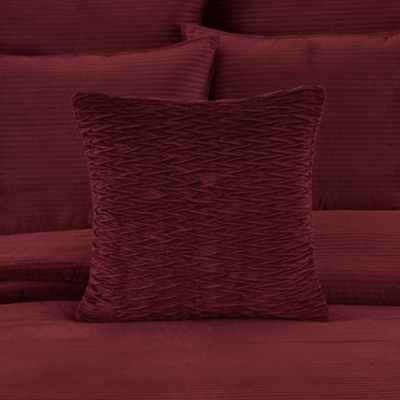 J.Queen New York Townsend Ripple Pillow 20" Square Decorative Throw Pillow Cover, Red, rollover