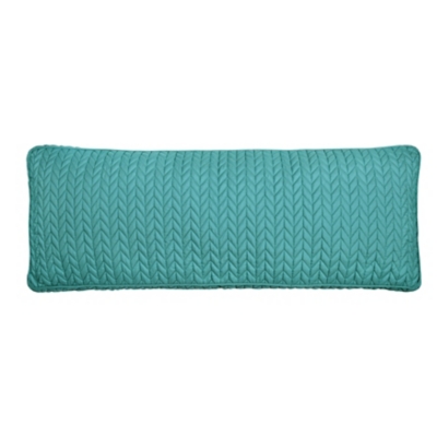 J.Queen New York Cayman Quilted Bolster Decorative Throw Pillow, Turquoise, large