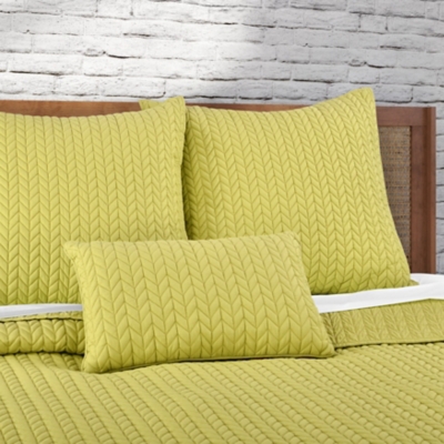 J.Queen New York Cayman Quilted Boudoir Decorative Throw Pillow, Chartreuse, rollover