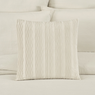 J.Queen New York Townsend Wave Pillow 20" Square Decorative Throw Pillow Cover, Ivory, rollover