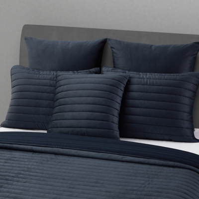 Oscar Oliver Valencia 20" Square Quilted Decorative Throw Pillow, Navy, rollover