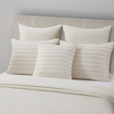 Oscar Oliver Valencia 20" Square Quilted Decorative Throw Pillow, Cream, rollover