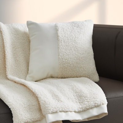 Oscar Oliver Varick 18" Square Decorative Throw Pillow, Ivory, rollover