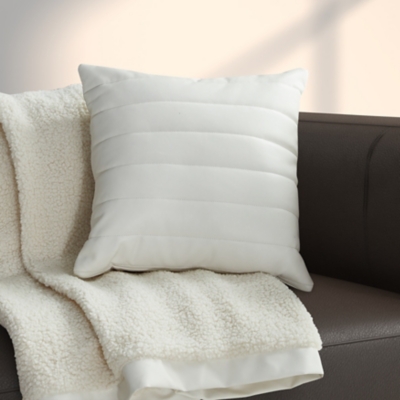 Oscar Oliver Varick 18" Square Quilted Decorative Throw Pillow, Ivory, rollover