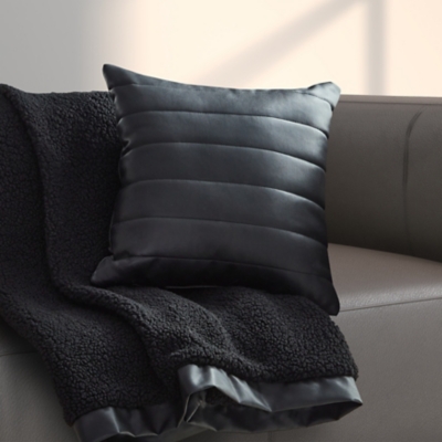 Oscar Oliver Varick 18" Square Quilted Decorative Throw Pillow, Black, rollover
