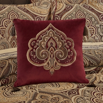 Five Queens Court Bordeaux 18" Square Embellished Decorative Throw Pillow, , rollover