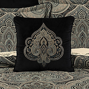 J.Queen New York Vincenzo 18" Square Decorative Throw Pillow, Black, rollover