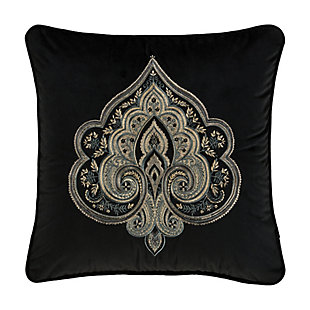 J.Queen New York Vincenzo 18" Square Decorative Throw Pillow, Black, large