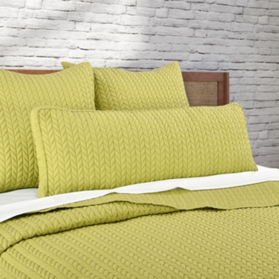 J.Queen New York Cayman Quilted Bolster Decorative Throw Pillow, Chartreuse, rollover
