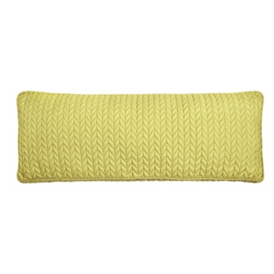 J.Queen New York Cayman Quilted Bolster Decorative Throw Pillow, Chartreuse, large