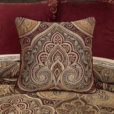 Five Queens Court Bordeaux 20" Square Decorative Throw Pillow, , rollover