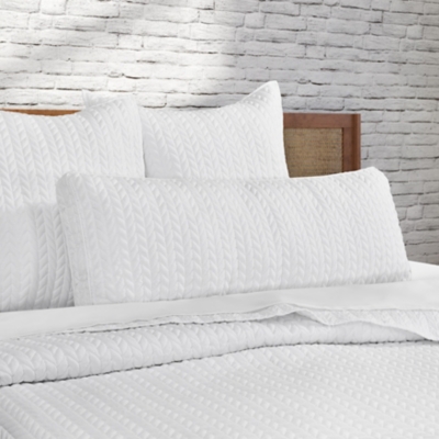 J.Queen New York Cayman Quilted Bolster Decorative Throw Pillow, White, rollover